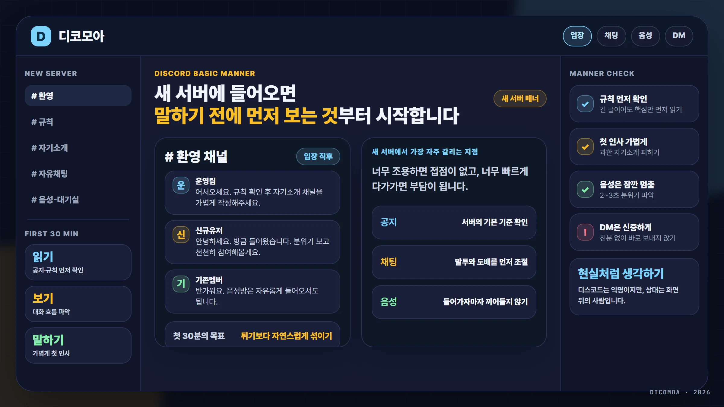 디스코드 매너 가이드 — 익명의 가면 뒤에서도 지켜야 할 것들