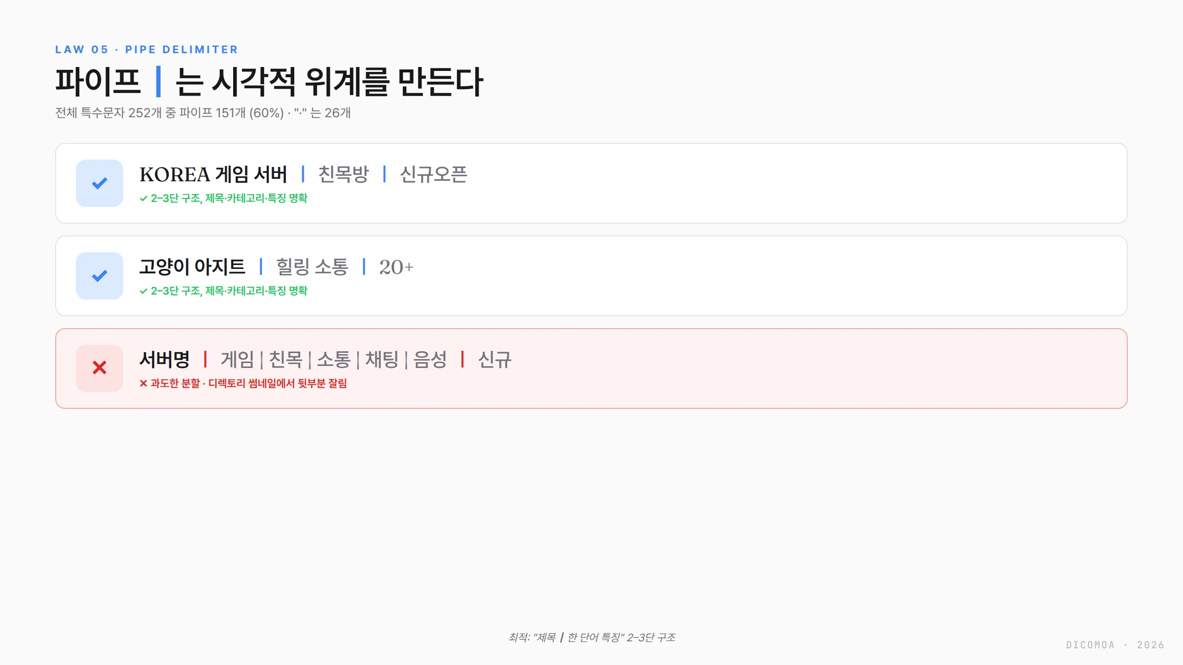 파이프 구분자 서버명 포맷 예시 2단 3단 최적 구조