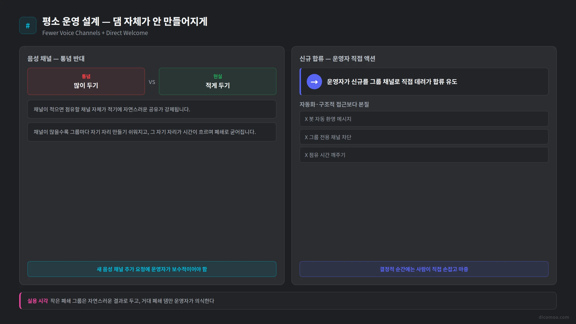 디스코드 폐쇄 친목 평소 운영 설계 음성 채널 적게 신규 직접 마중