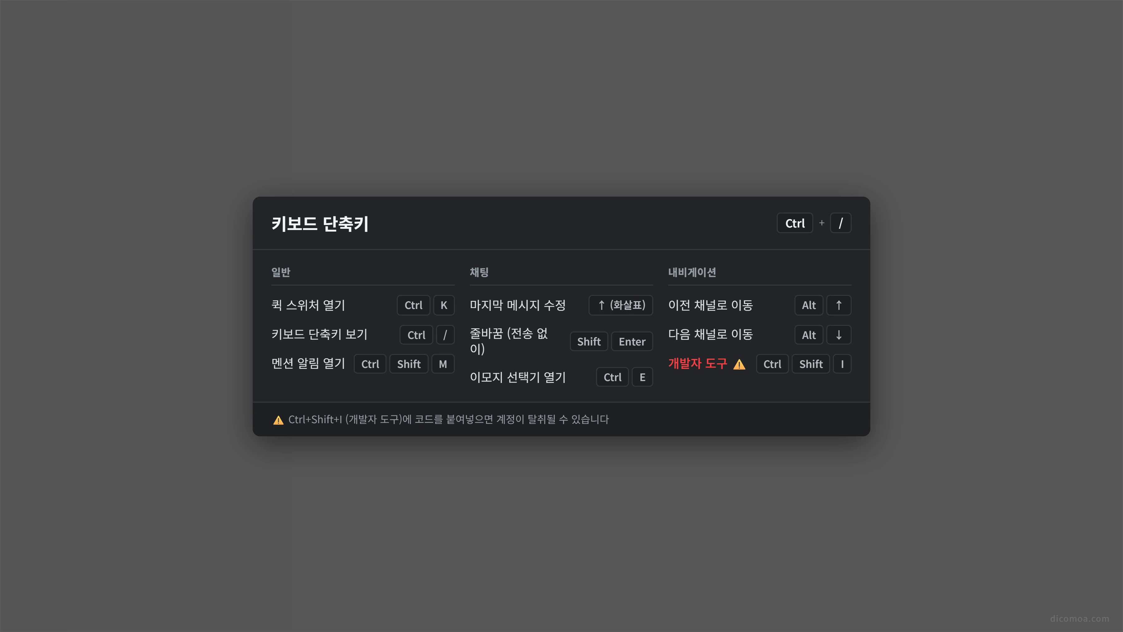 디스코드 단축키 전체 목록