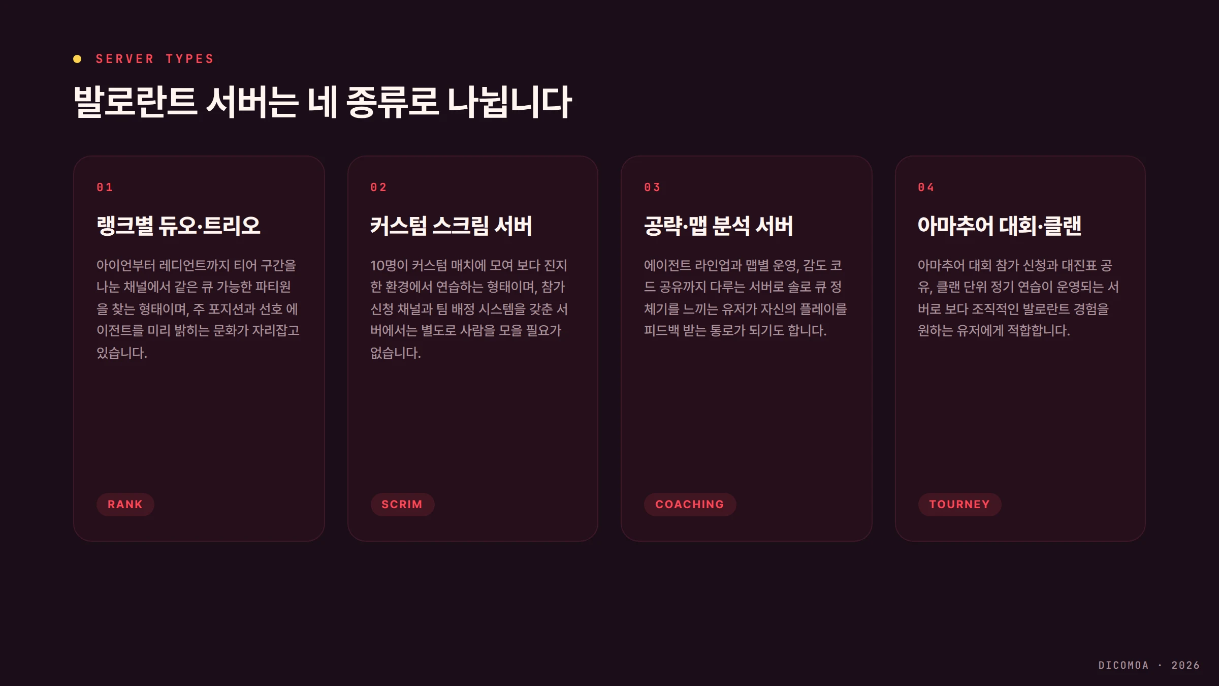발로란트 디스코드 서버 네 종류 랭크 듀오 스크림 공략 대회 클랜