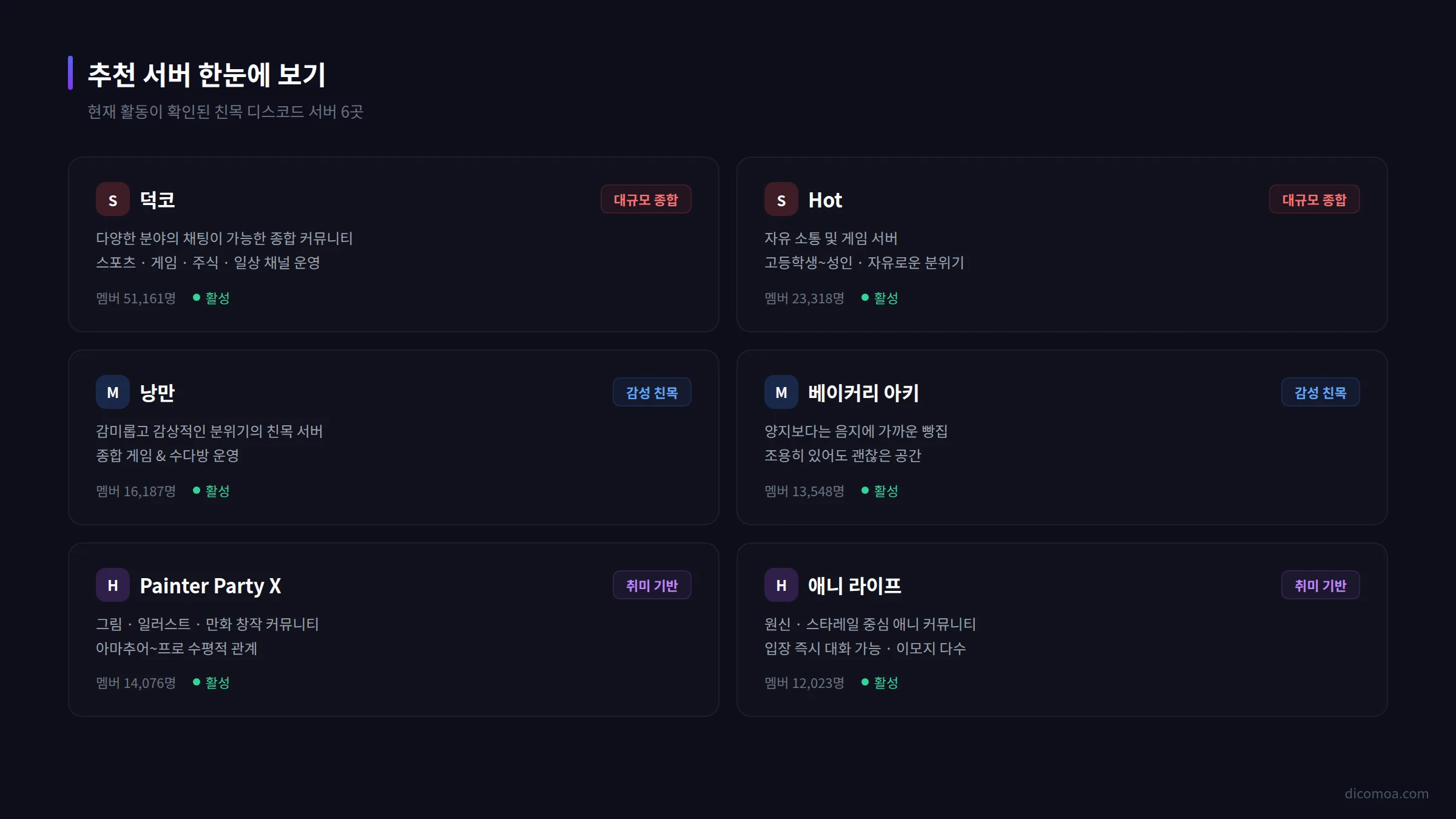 친목 디스코드 서버 추천 한눈에 보기